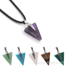 Semi Precious Gemstone Triangle Pendant Healing Chakra Triangle Charms for Jewelry Making